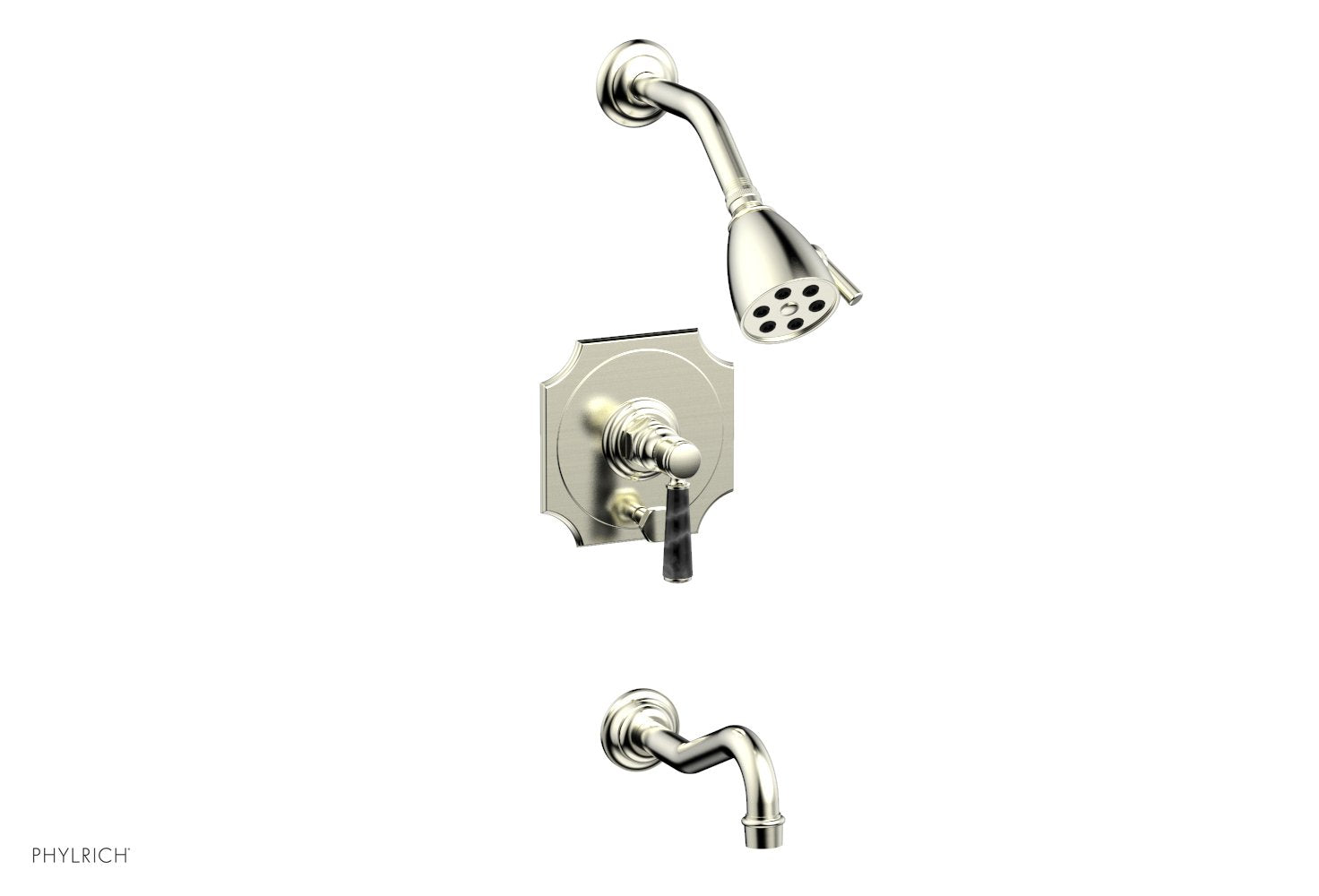 HENRI Pressure Balance Tub and Shower Set - Black Marble Lever Handle 161-31