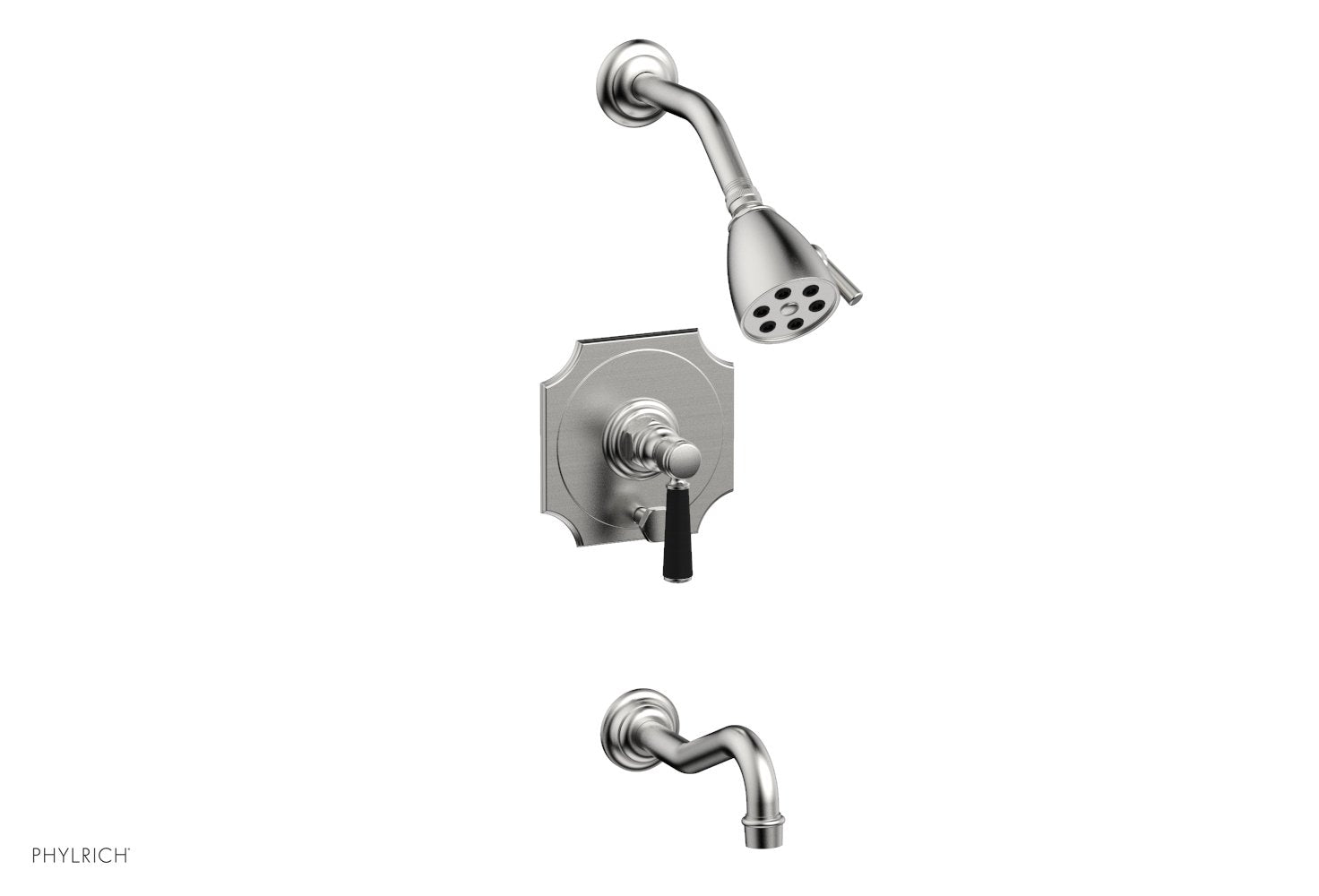 HENRI Pressure Balance Tub and Shower Set - Satin Black Lever Handle 161-30