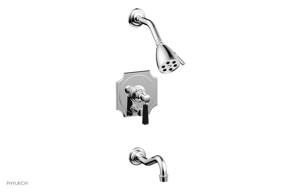 HENRI Pressure Balance Tub and Shower Set - Satin Black Lever Handle 161-30