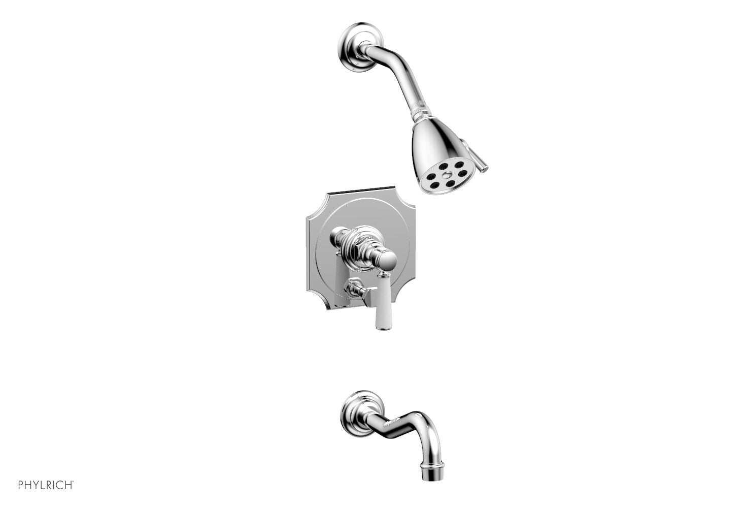 HENRI Pressure Balance Tub and Shower Set - Satin White Lever Handle 161-30