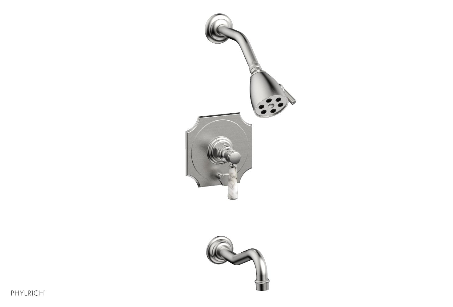 HENRI Pressure Balance Tub and Shower Set - White Marble Lever Handle 161-31