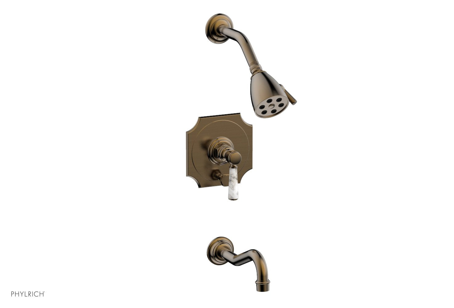 HENRI Pressure Balance Tub and Shower Set - White Marble Lever Handle 161-31