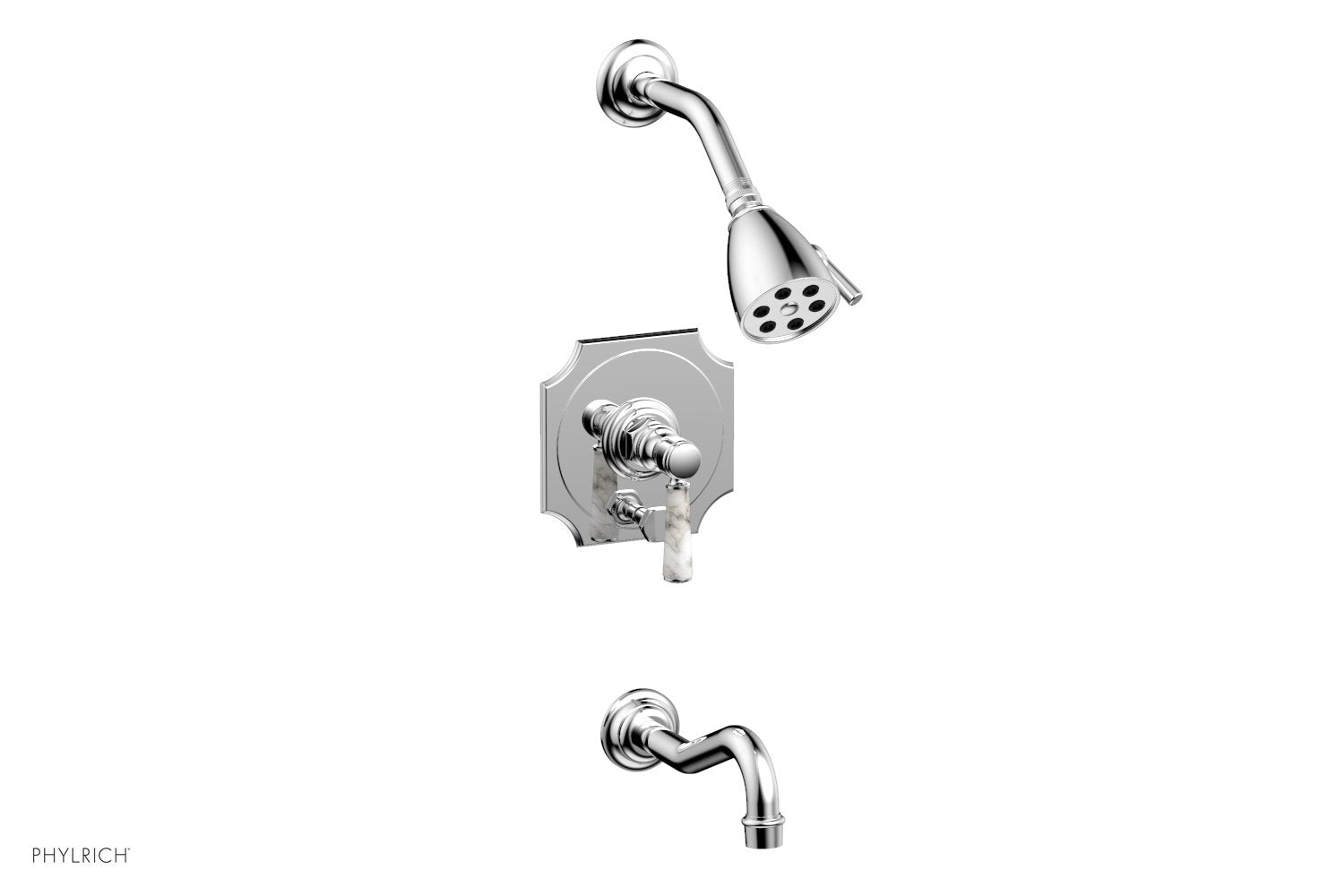 HENRI Pressure Balance Tub and Shower Set - White Marble Lever Handle 161-31