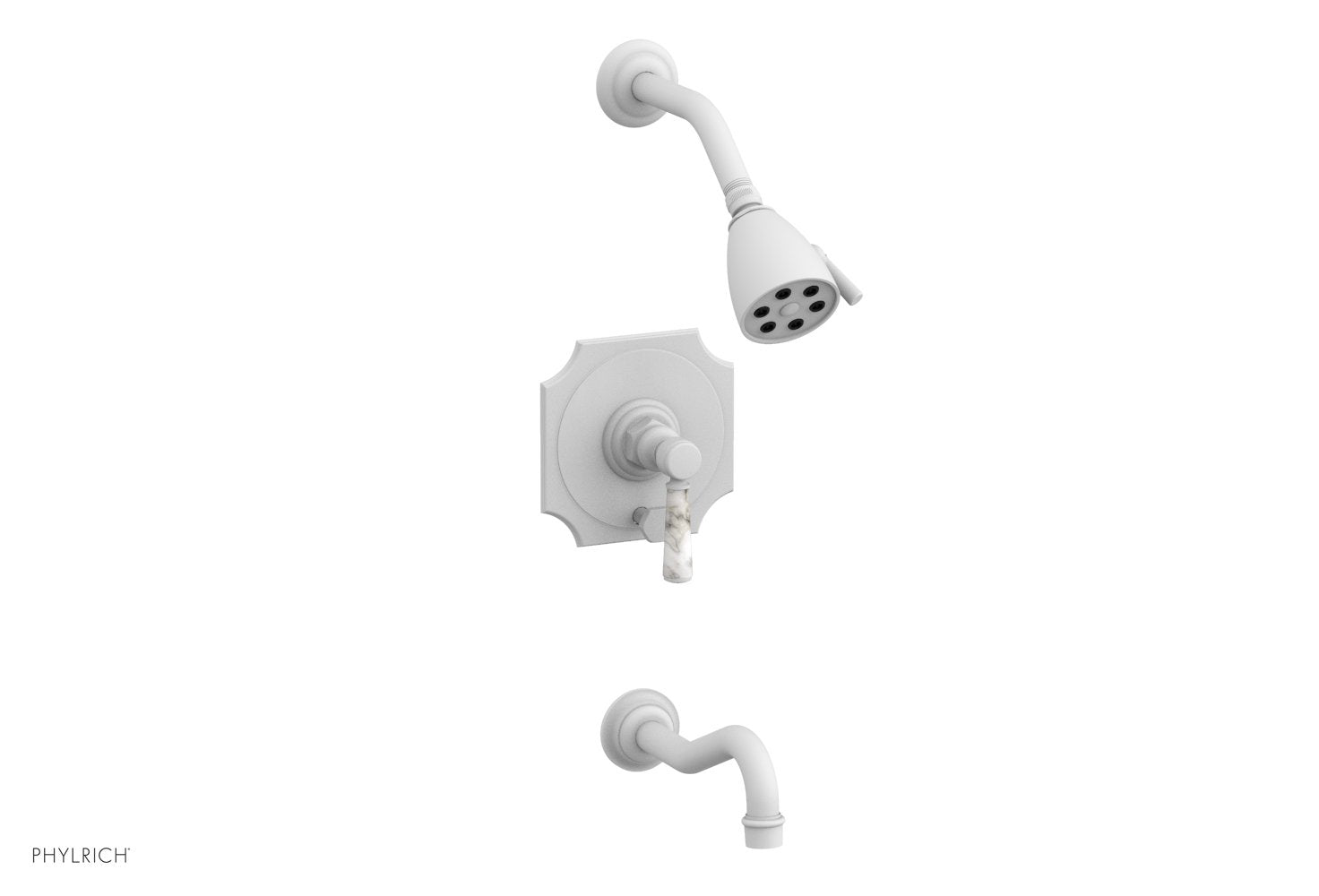 HENRI Pressure Balance Tub and Shower Set - White Marble Lever Handle 161-31