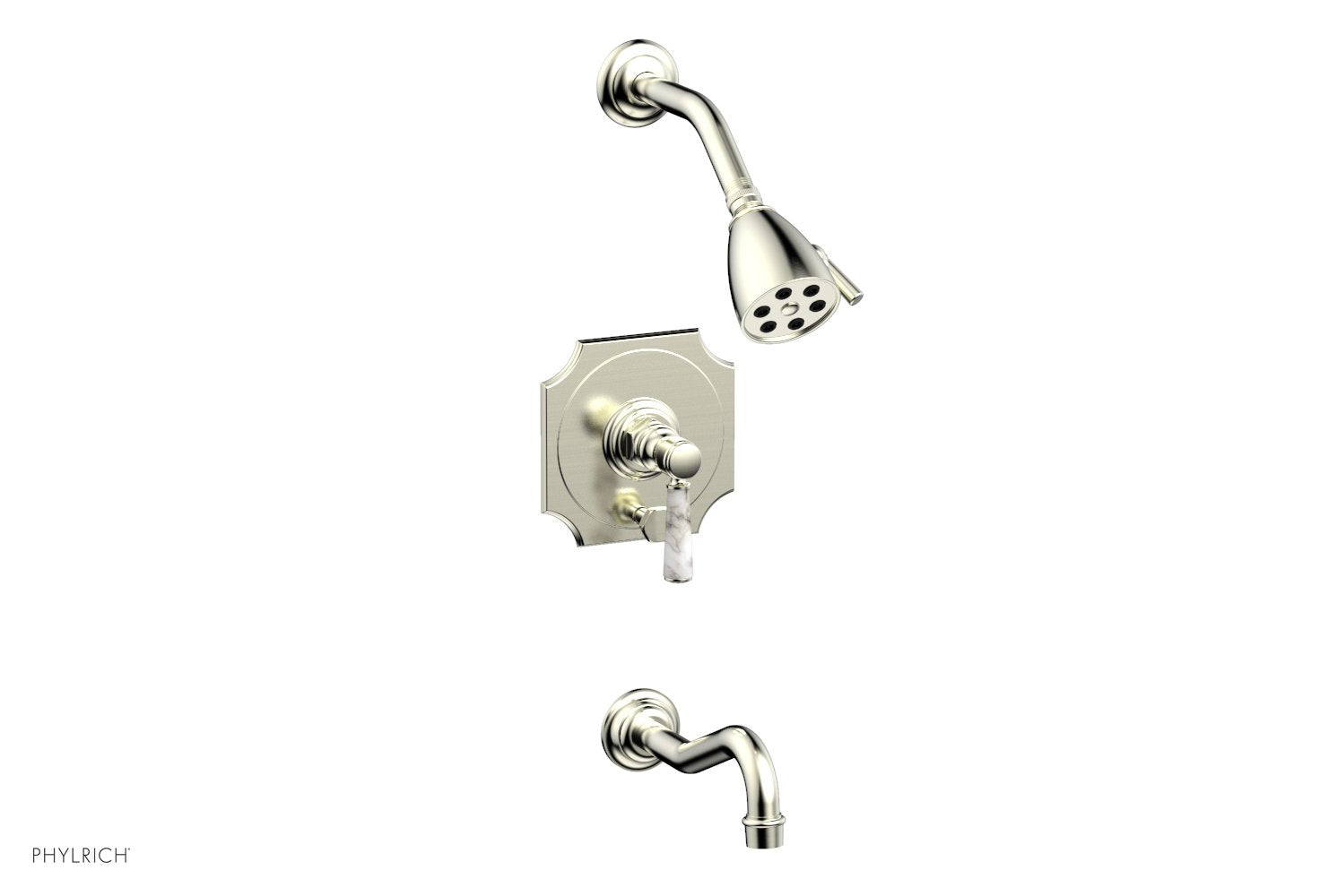 HENRI Pressure Balance Tub and Shower Set - White Marble Lever Handle 161-31