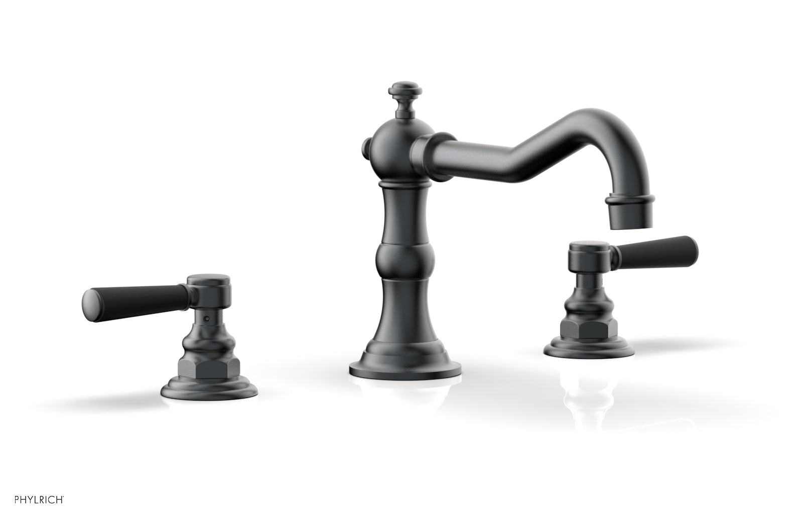 HENRI Deck Tub Set - Satin Black Lever Handles - 161-41