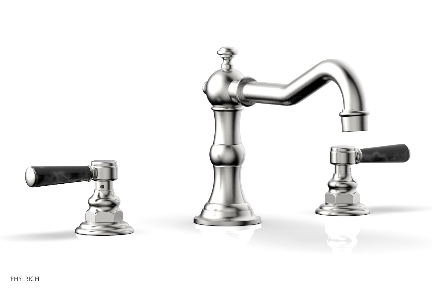 HENRI Deck Tub Set - Black Marble Lever Handles - 161-42