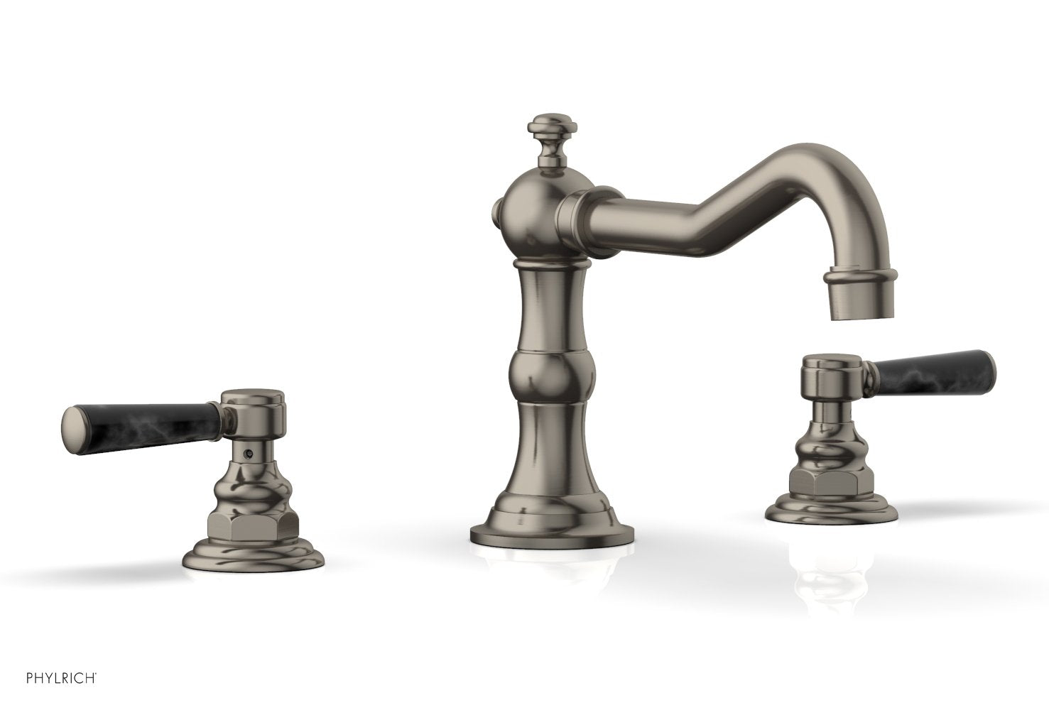 HENRI Deck Tub Set - Black Marble Lever Handles - 161-42