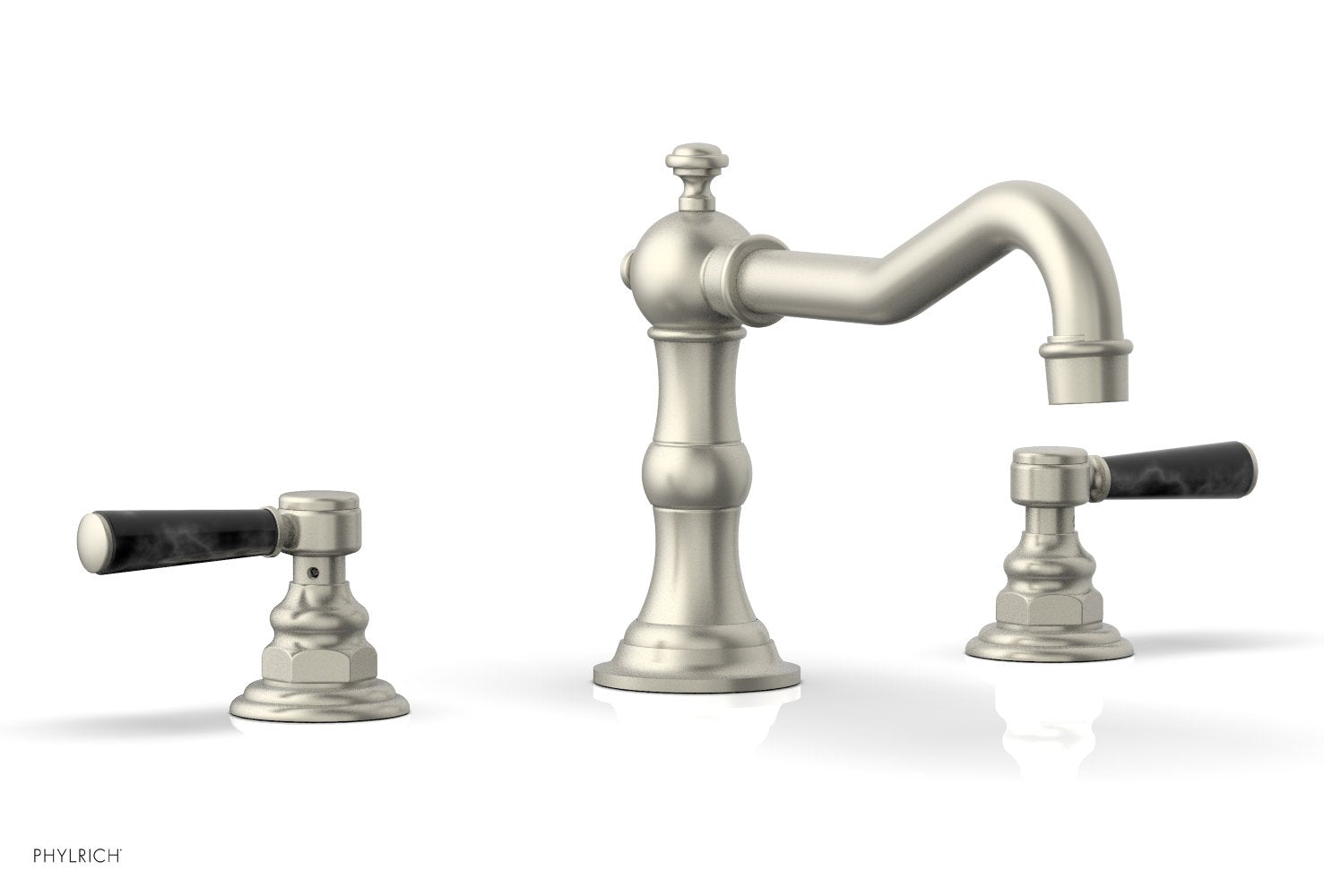 HENRI Deck Tub Set - Black Marble Lever Handles - 161-42