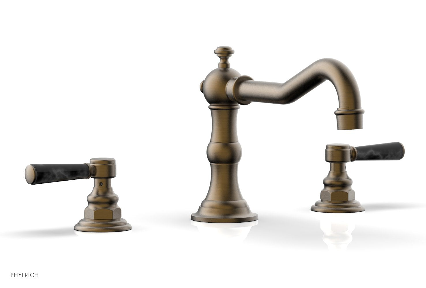 HENRI Deck Tub Set - Black Marble Lever Handles - 161-42