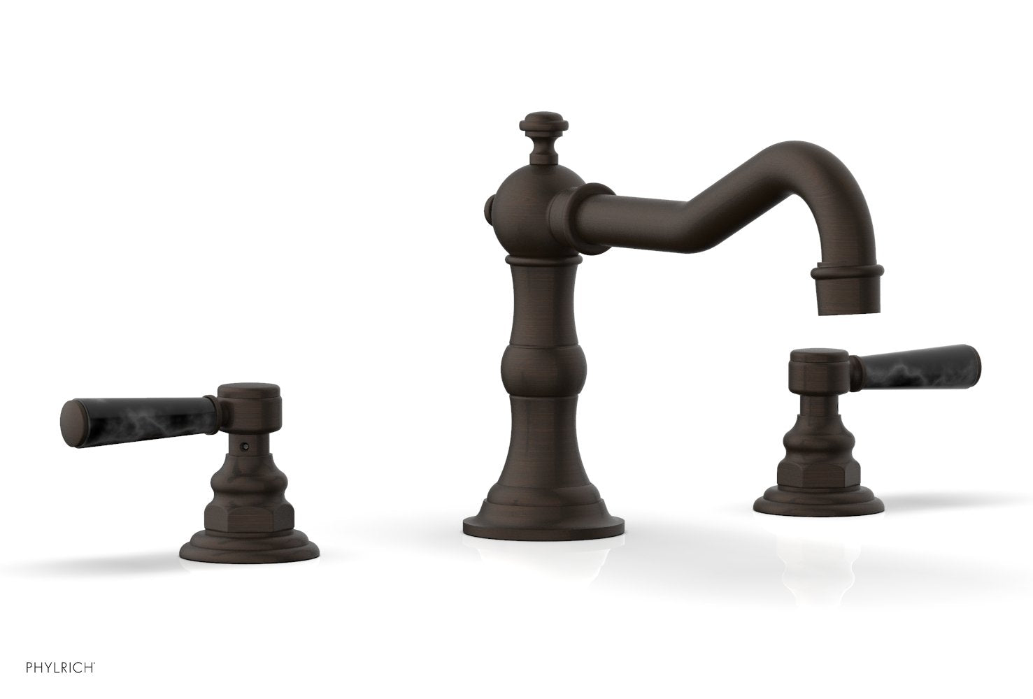 HENRI Deck Tub Set - Black Marble Lever Handles - 161-42