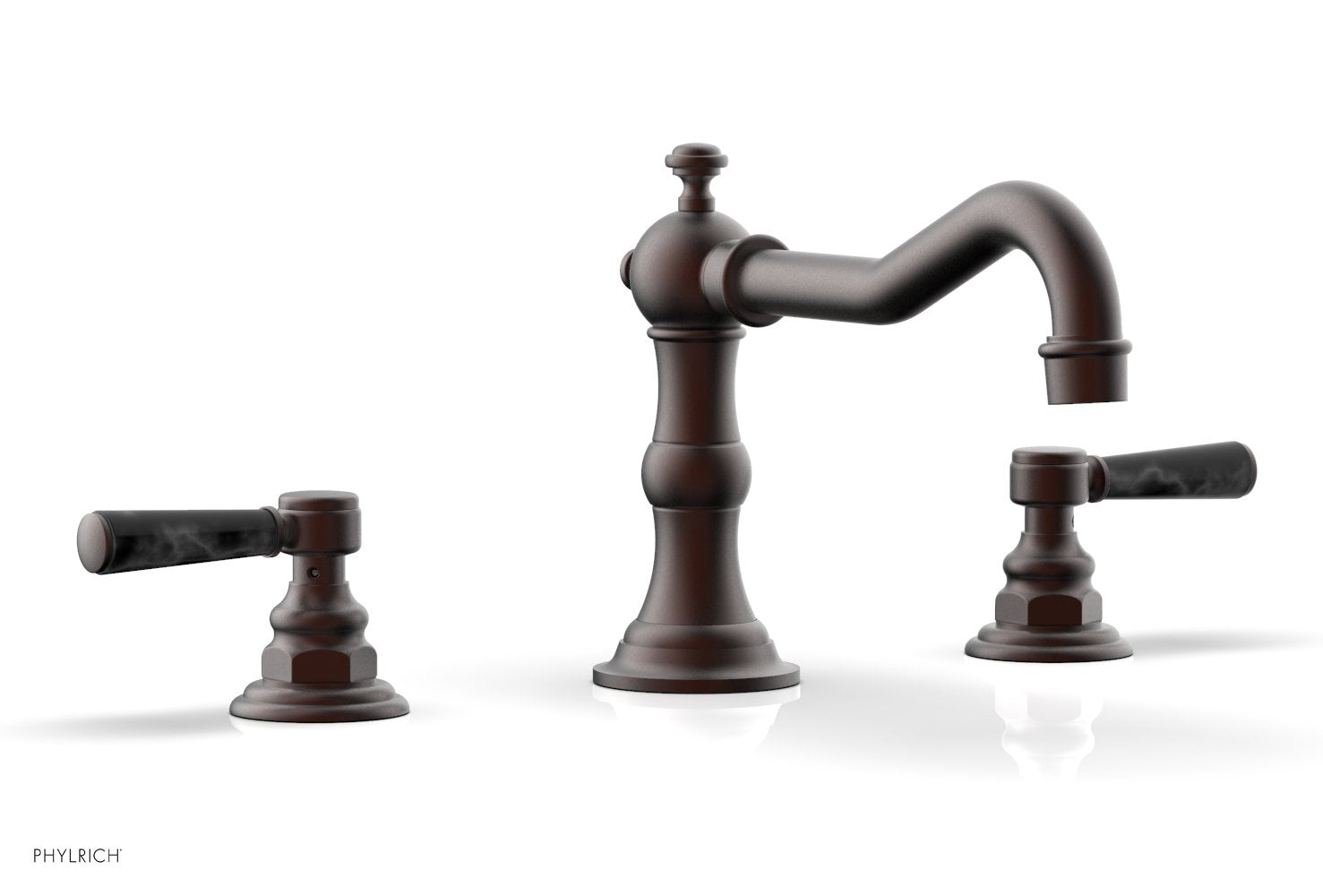 HENRI Deck Tub Set - Black Marble Lever Handles - 161-42