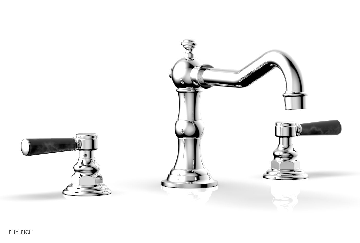 HENRI Deck Tub Set - Black Marble Lever Handles - 161-42