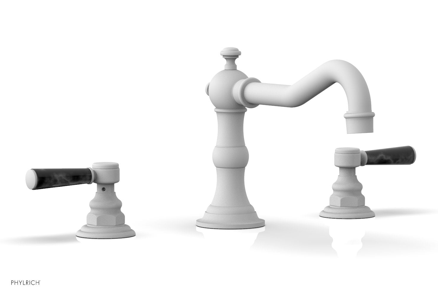 HENRI Deck Tub Set - Black Marble Lever Handles - 161-42