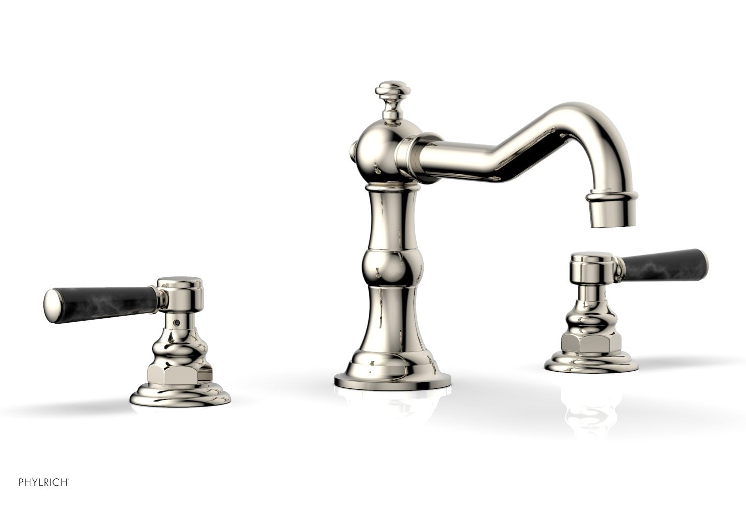 HENRI Deck Tub Set - Black Marble Lever Handles - 161-42