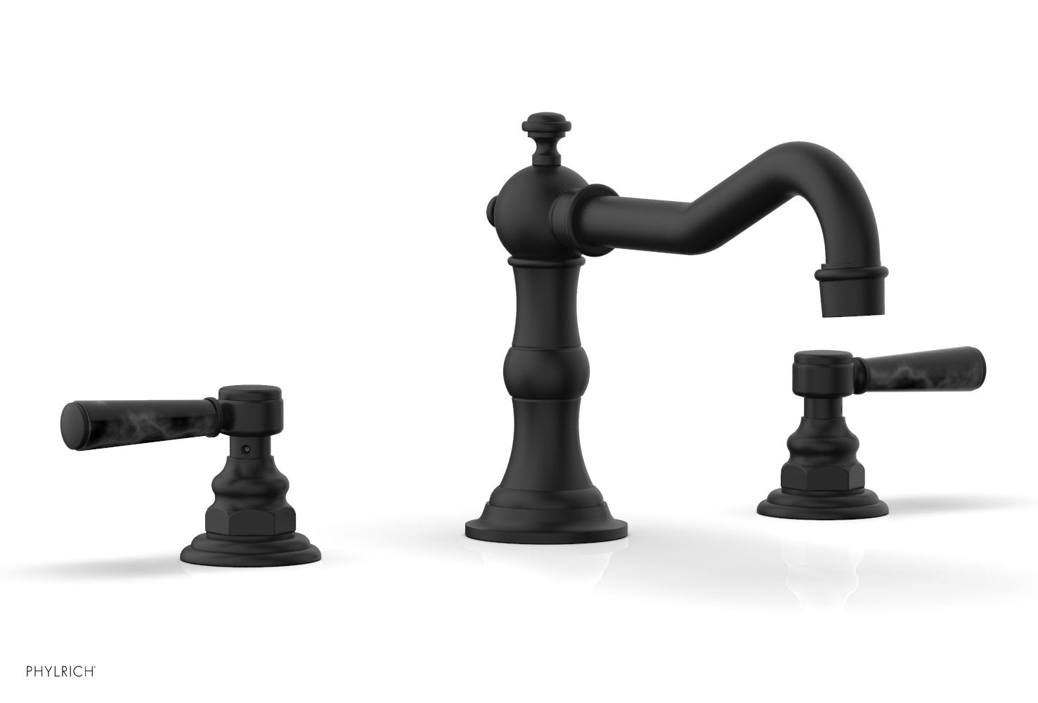 HENRI Deck Tub Set - Black Marble Lever Handles - 161-42