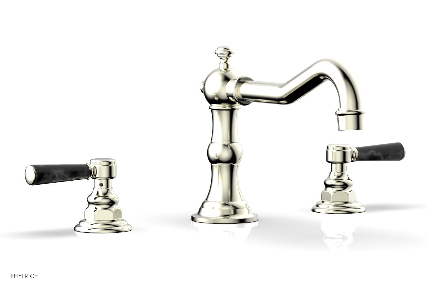 HENRI Deck Tub Set - Black Marble Lever Handles - 161-42