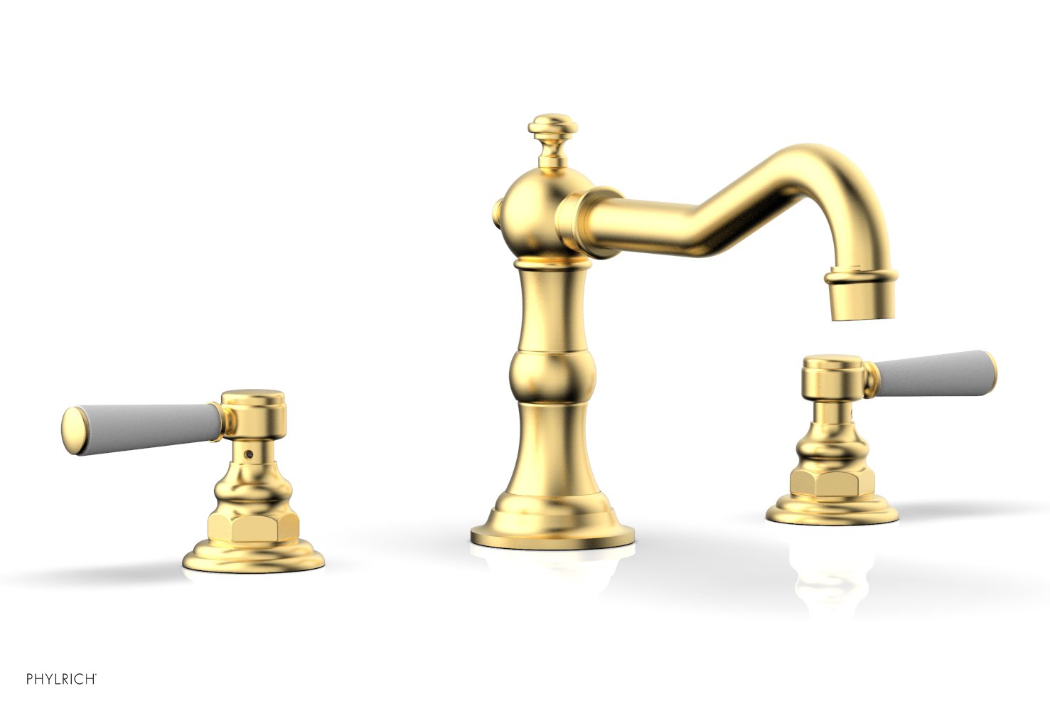 HENRI Deck Tub Set - Satin White Lever Handles - 161-41