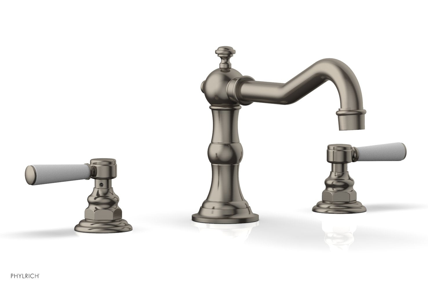 HENRI Deck Tub Set - Satin White Lever Handles - 161-41