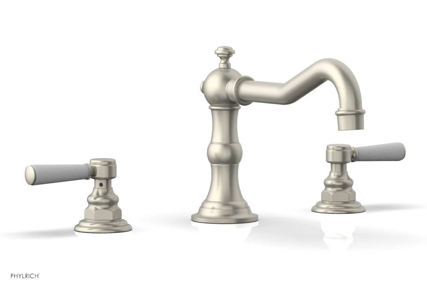 HENRI Deck Tub Set - Satin White Lever Handles - 161-41