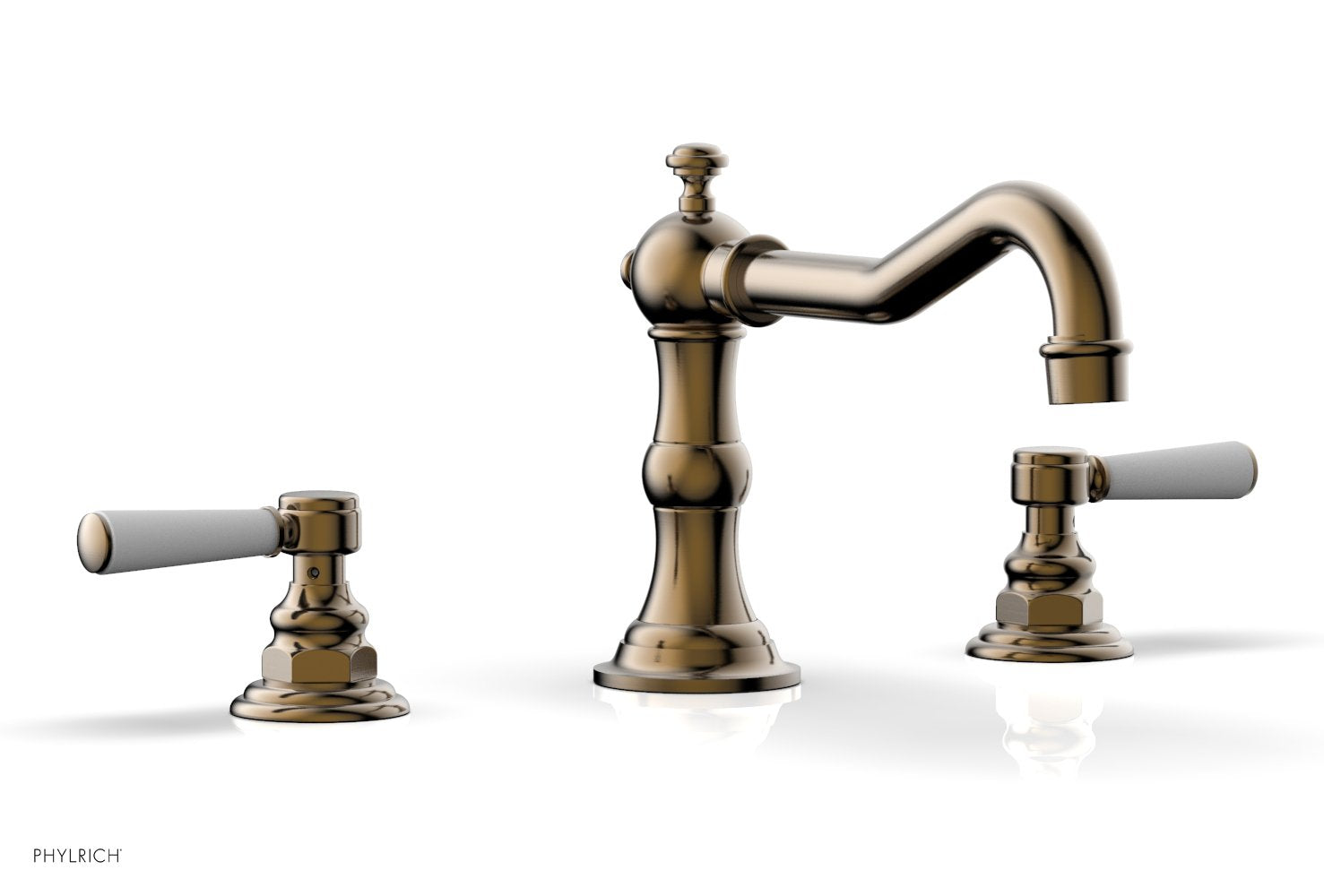 HENRI Deck Tub Set - Satin White Lever Handles - 161-41