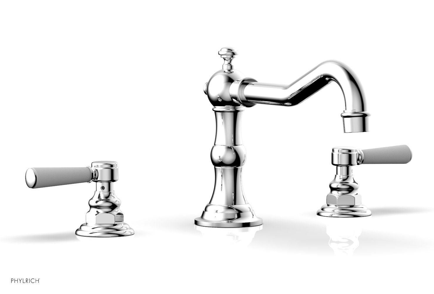 HENRI Deck Tub Set - Satin White Lever Handles - 161-41