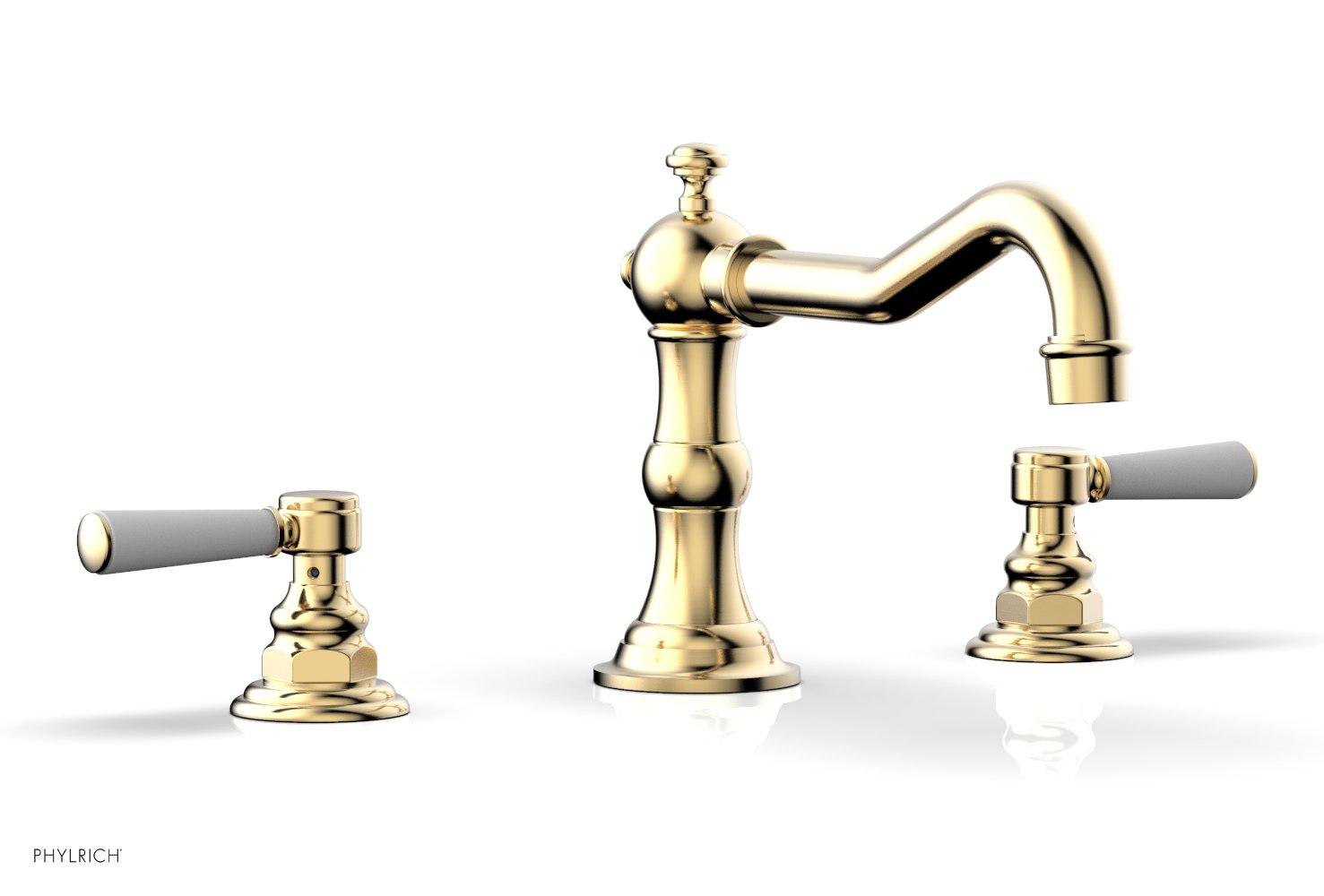 HENRI Deck Tub Set - Satin White Lever Handles - 161-41