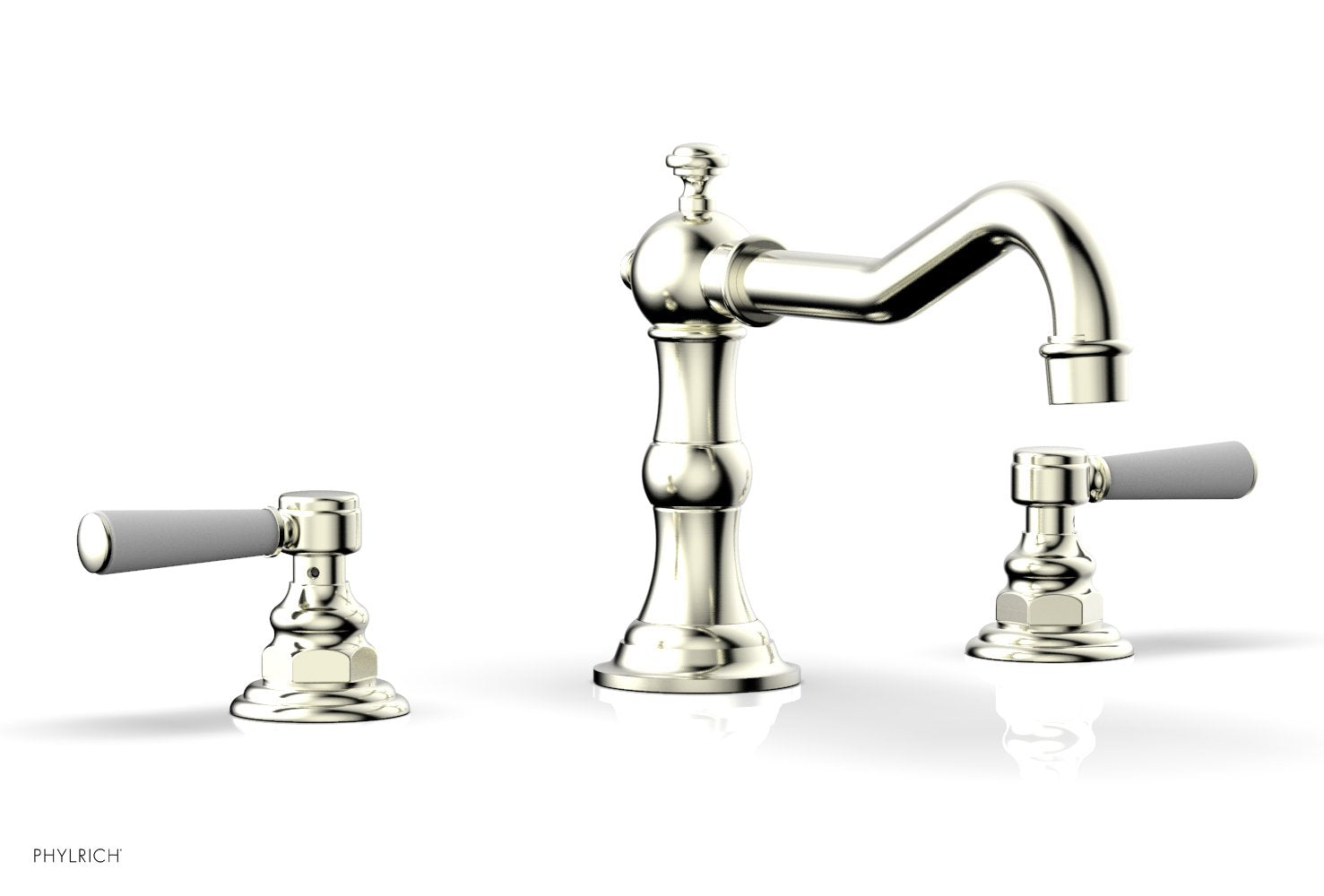 HENRI Deck Tub Set - Satin White Lever Handles - 161-41