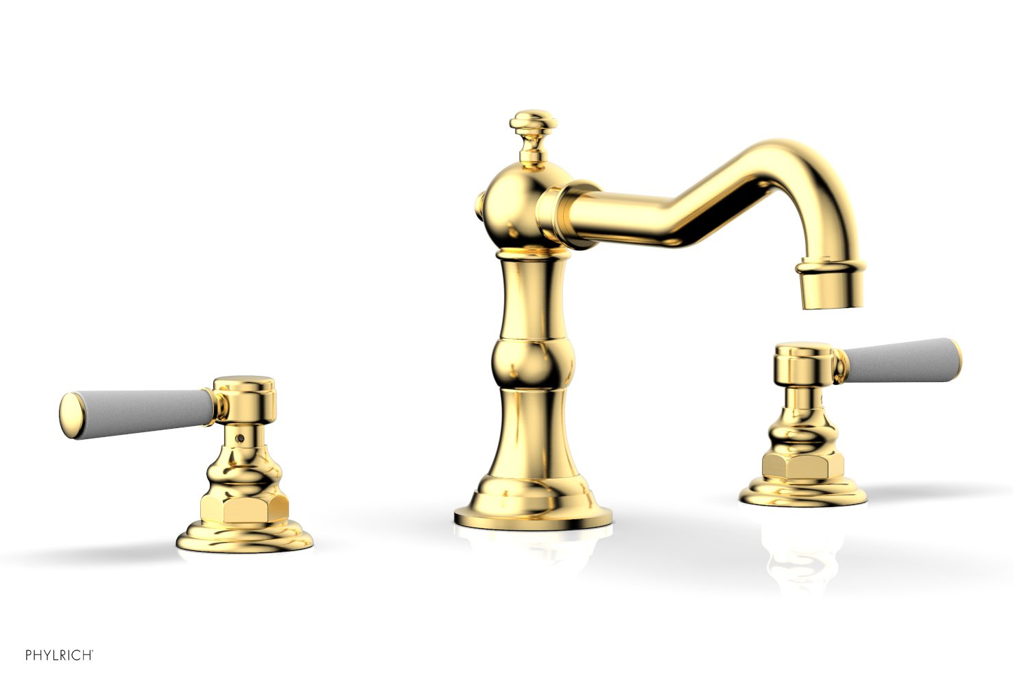 HENRI Deck Tub Set - Satin White Lever Handles - 161-41