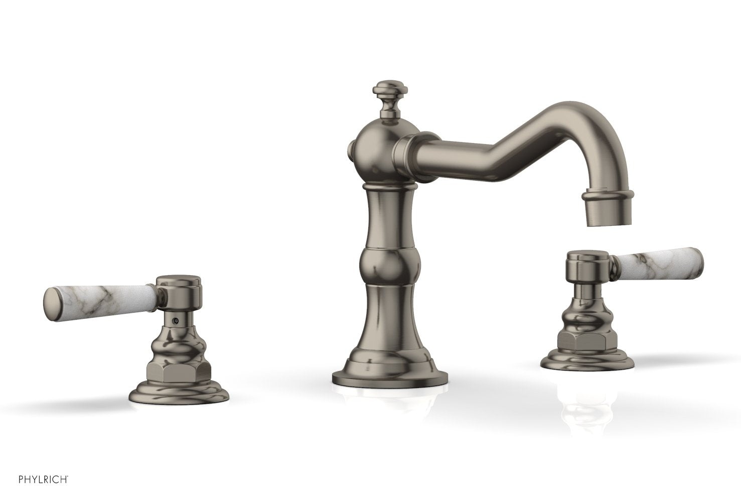 HENRI Deck Tub Set - White Marble Lever Handles - 161-42