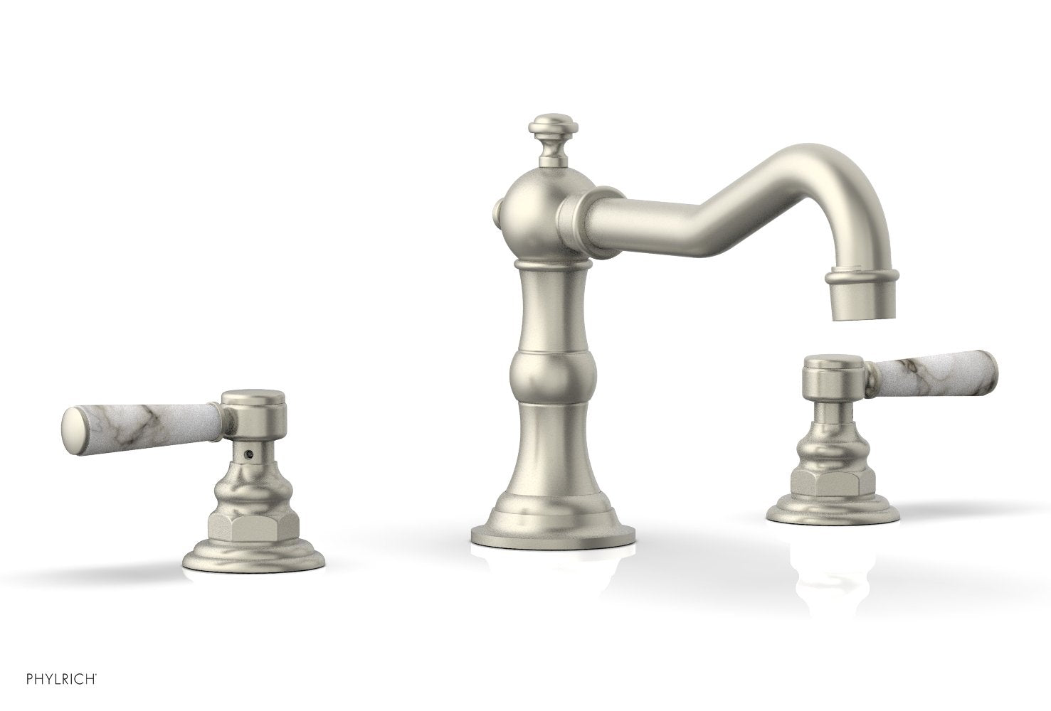 HENRI Deck Tub Set - White Marble Lever Handles - 161-42