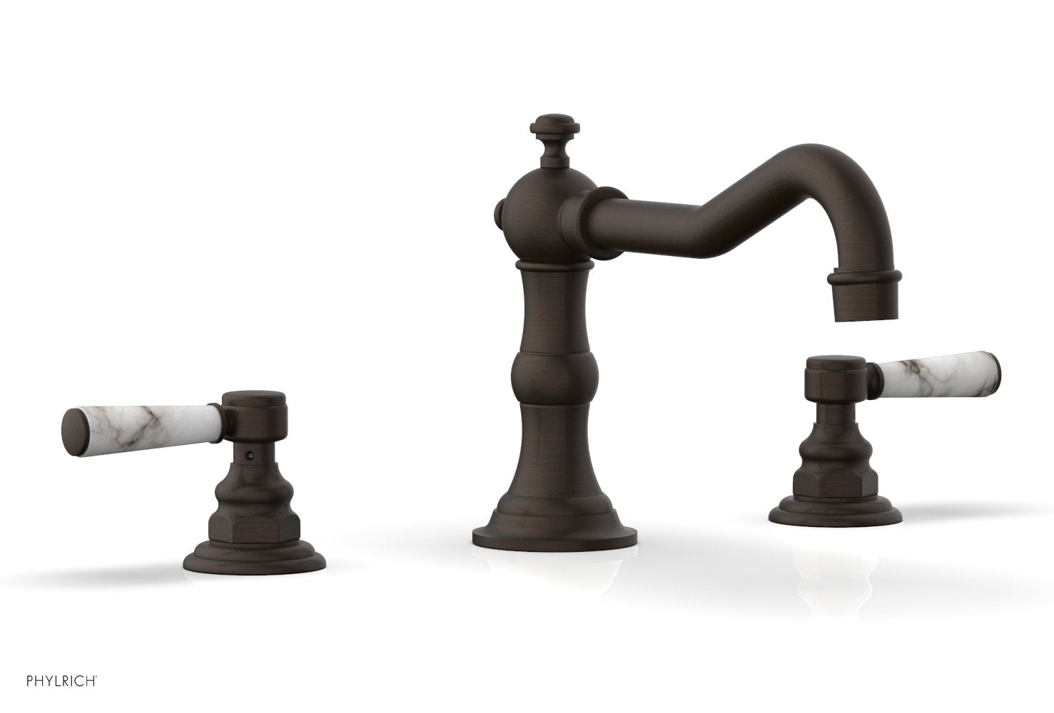 HENRI Deck Tub Set - White Marble Lever Handles - 161-42