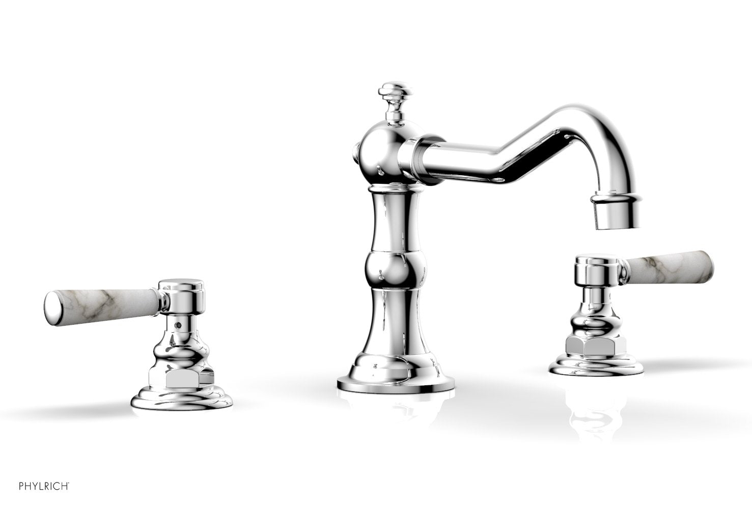 HENRI Deck Tub Set - White Marble Lever Handles - 161-42