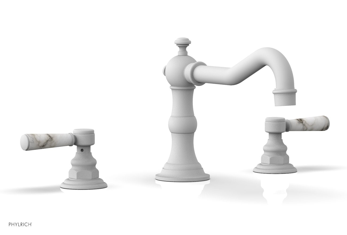 HENRI Deck Tub Set - White Marble Lever Handles - 161-42