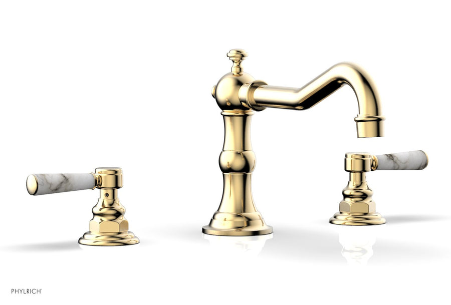 HENRI Deck Tub Set - White Marble Lever Handles - 161-42