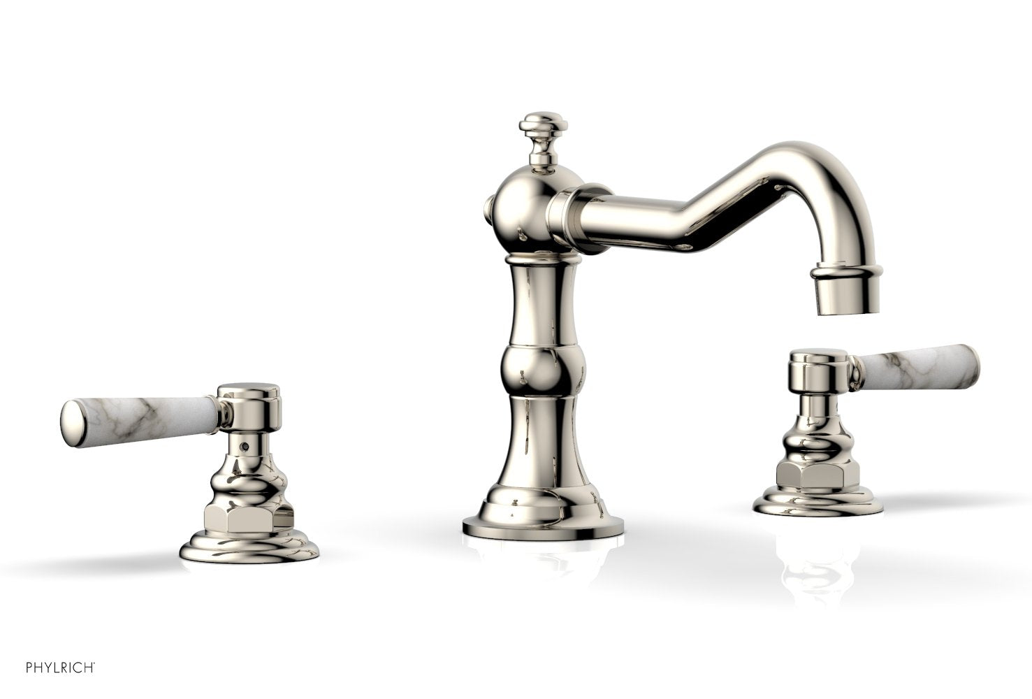 HENRI Deck Tub Set - White Marble Lever Handles - 161-42