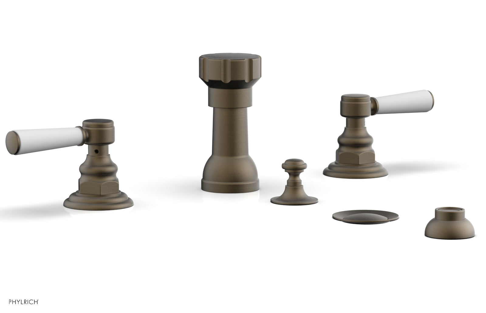 HENRI Four Hole Bidet Set - Satin White Lever Handles 161-61