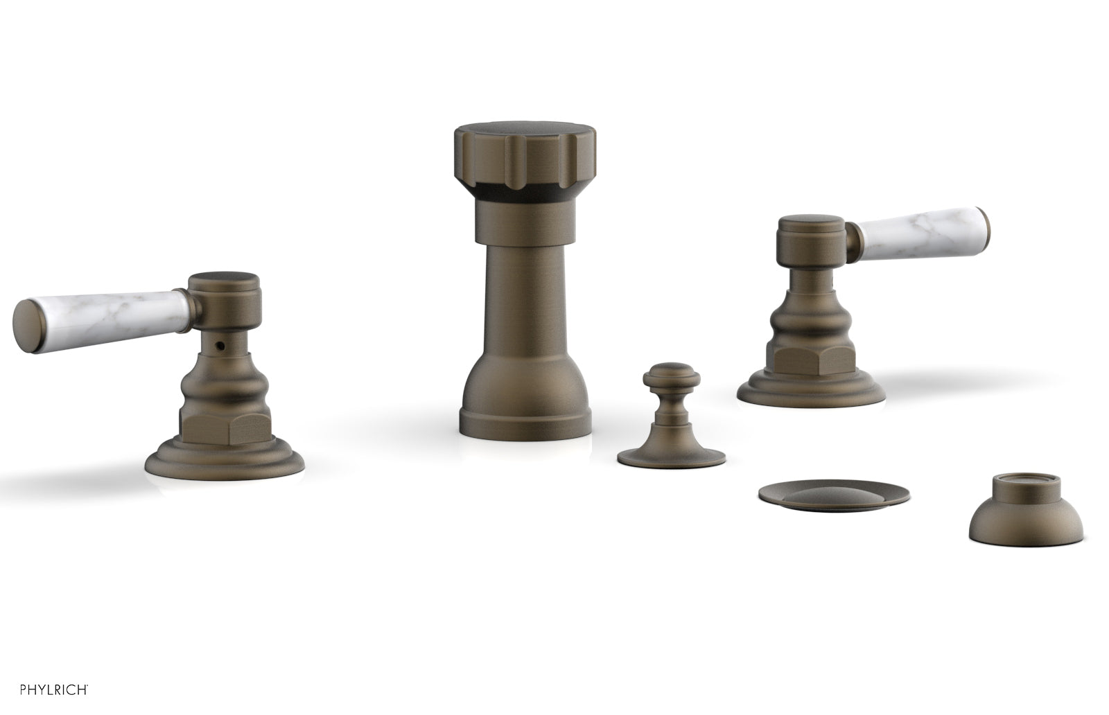 HENRI Four Hole Bidet Set - White Marble Lever Handles 161-62