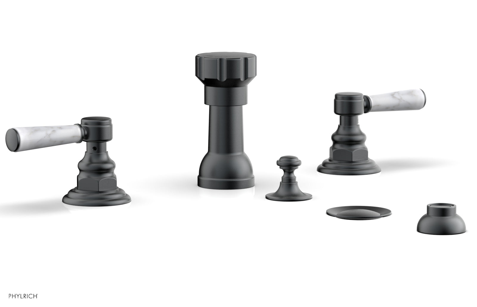 HENRI Four Hole Bidet Set - White Marble Lever Handles 161-62