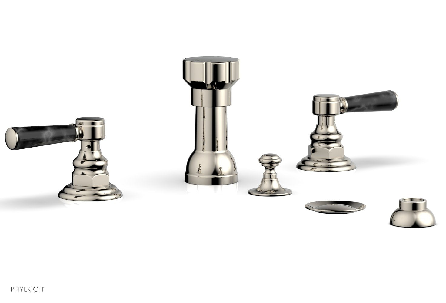 HENRI Four Hole Bidet Set - Black Marble Lever Handles 161-62