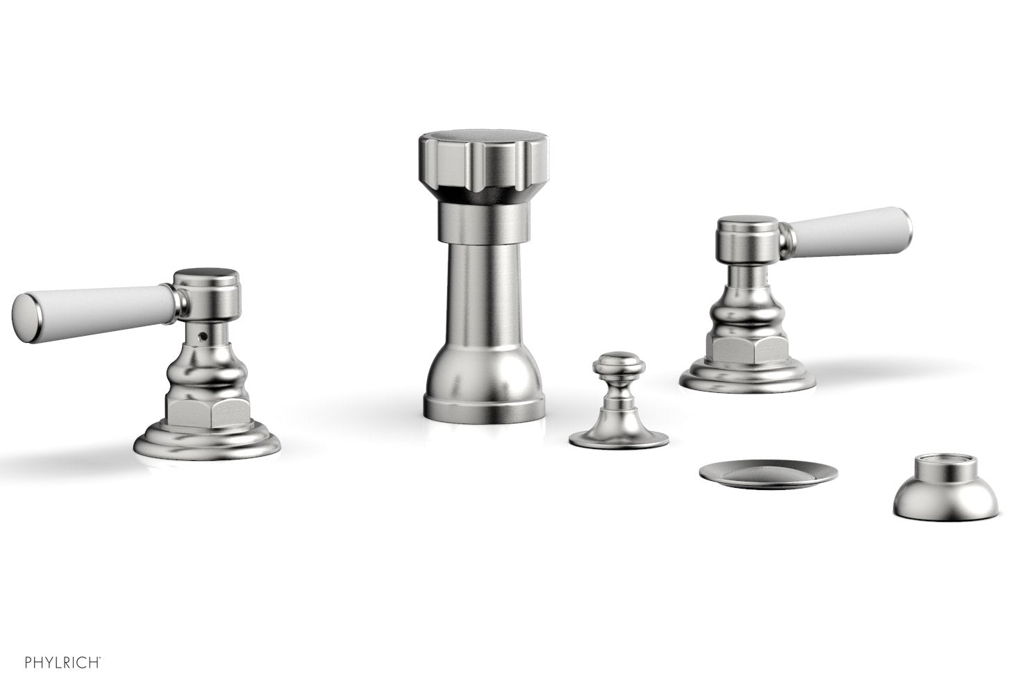 HENRI Four Hole Bidet Set - Satin White Lever Handles 161-61