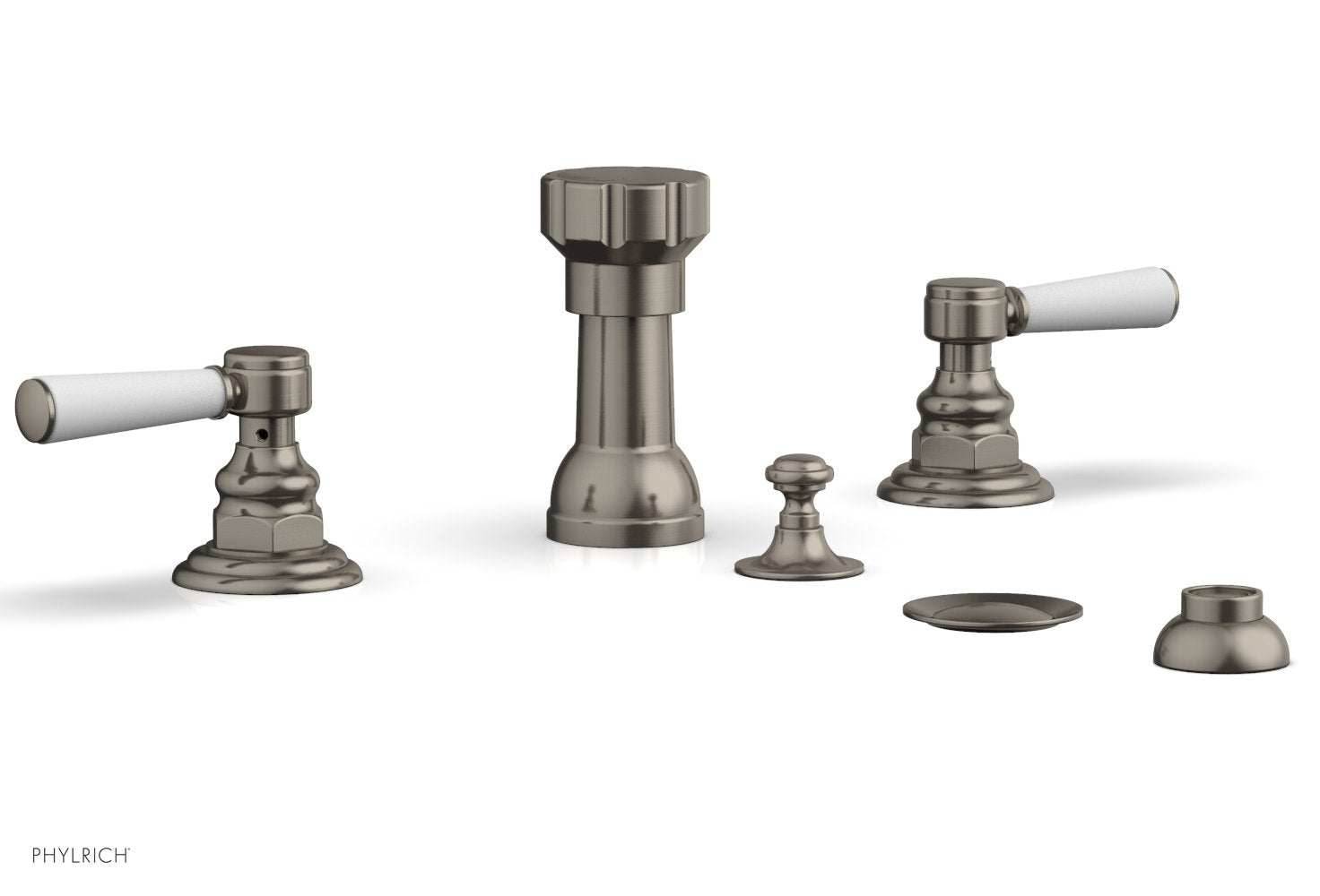 HENRI Four Hole Bidet Set - Satin White Lever Handles 161-61