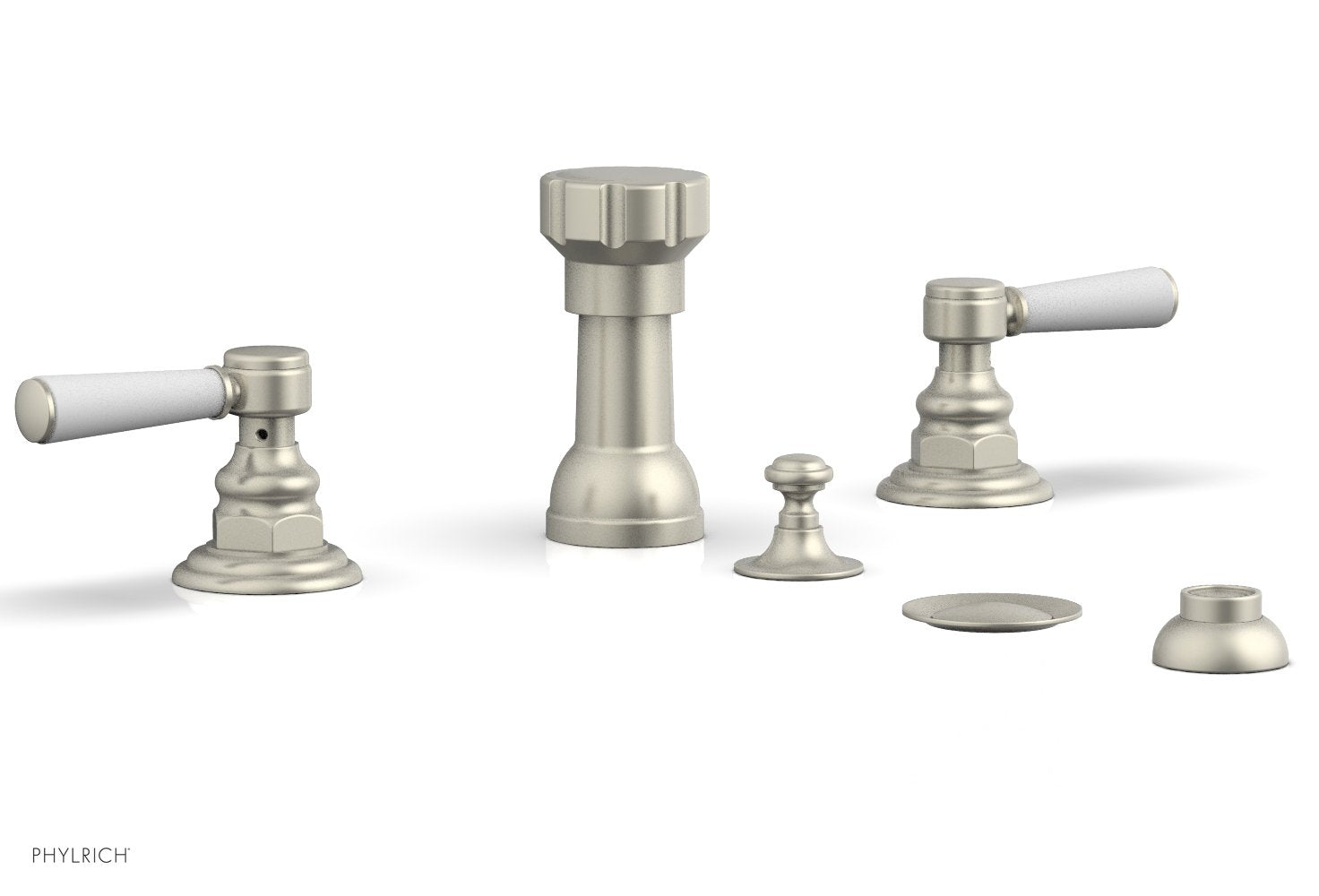 HENRI Four Hole Bidet Set - Satin White Lever Handles 161-61