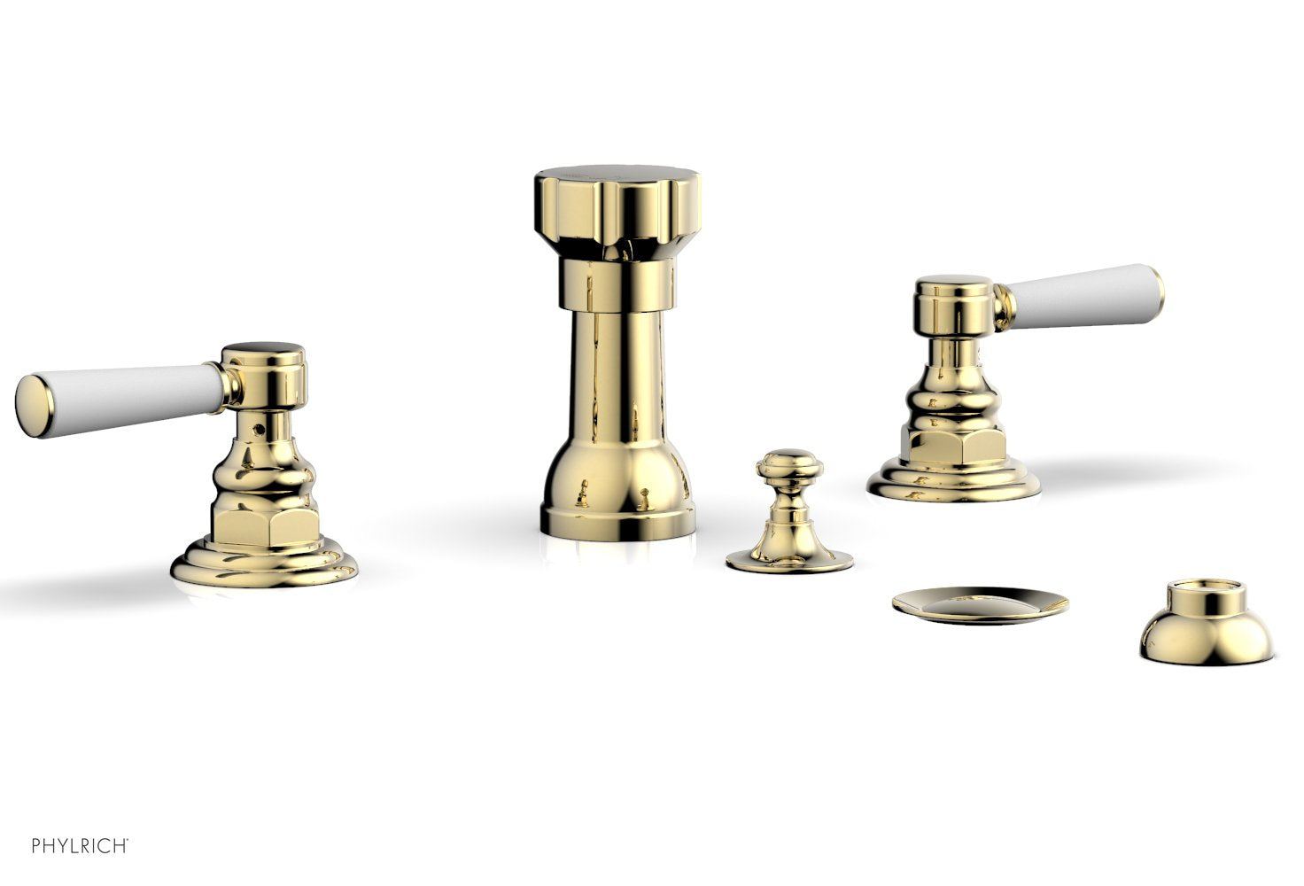 HENRI Four Hole Bidet Set - Satin White Lever Handles 161-61