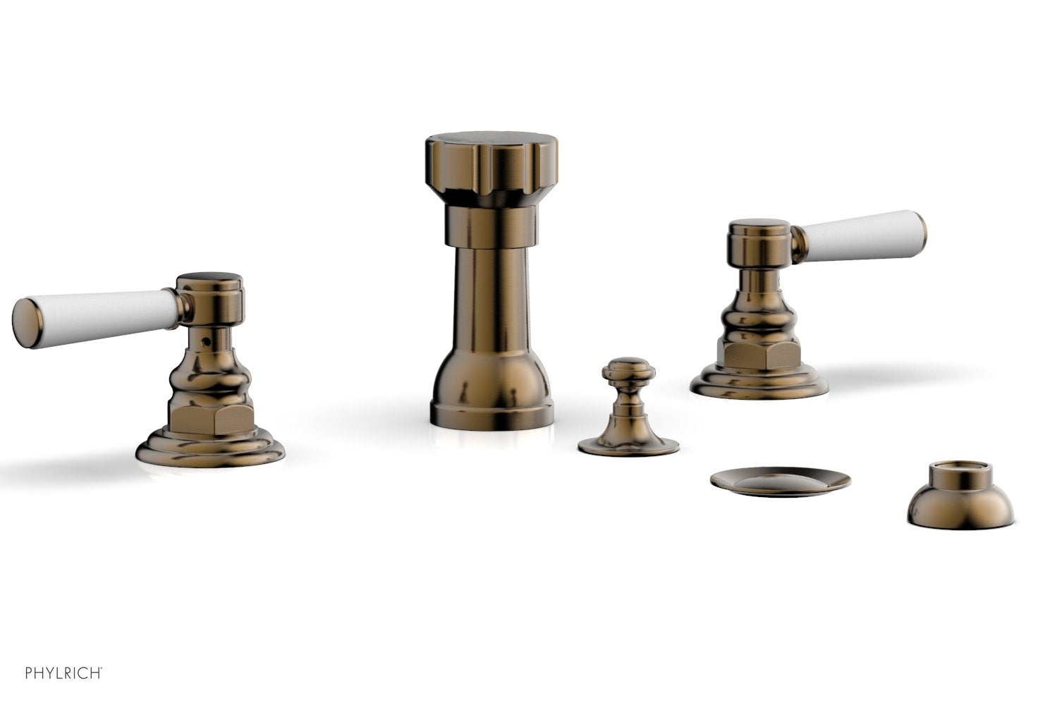 HENRI Four Hole Bidet Set - Satin White Lever Handles 161-61