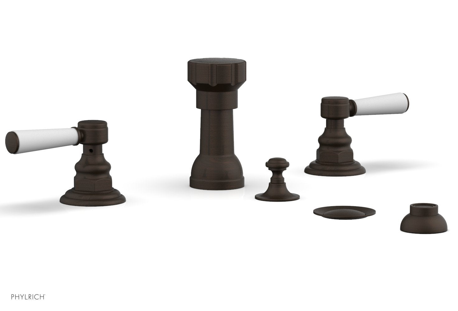 HENRI Four Hole Bidet Set - Satin White Lever Handles 161-61