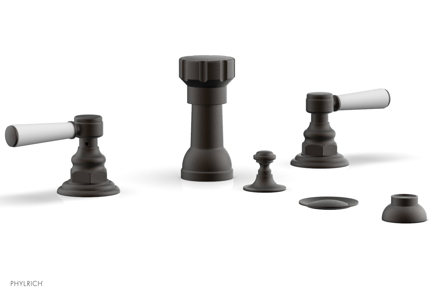 HENRI Four Hole Bidet Set - Satin White Lever Handles 161-61