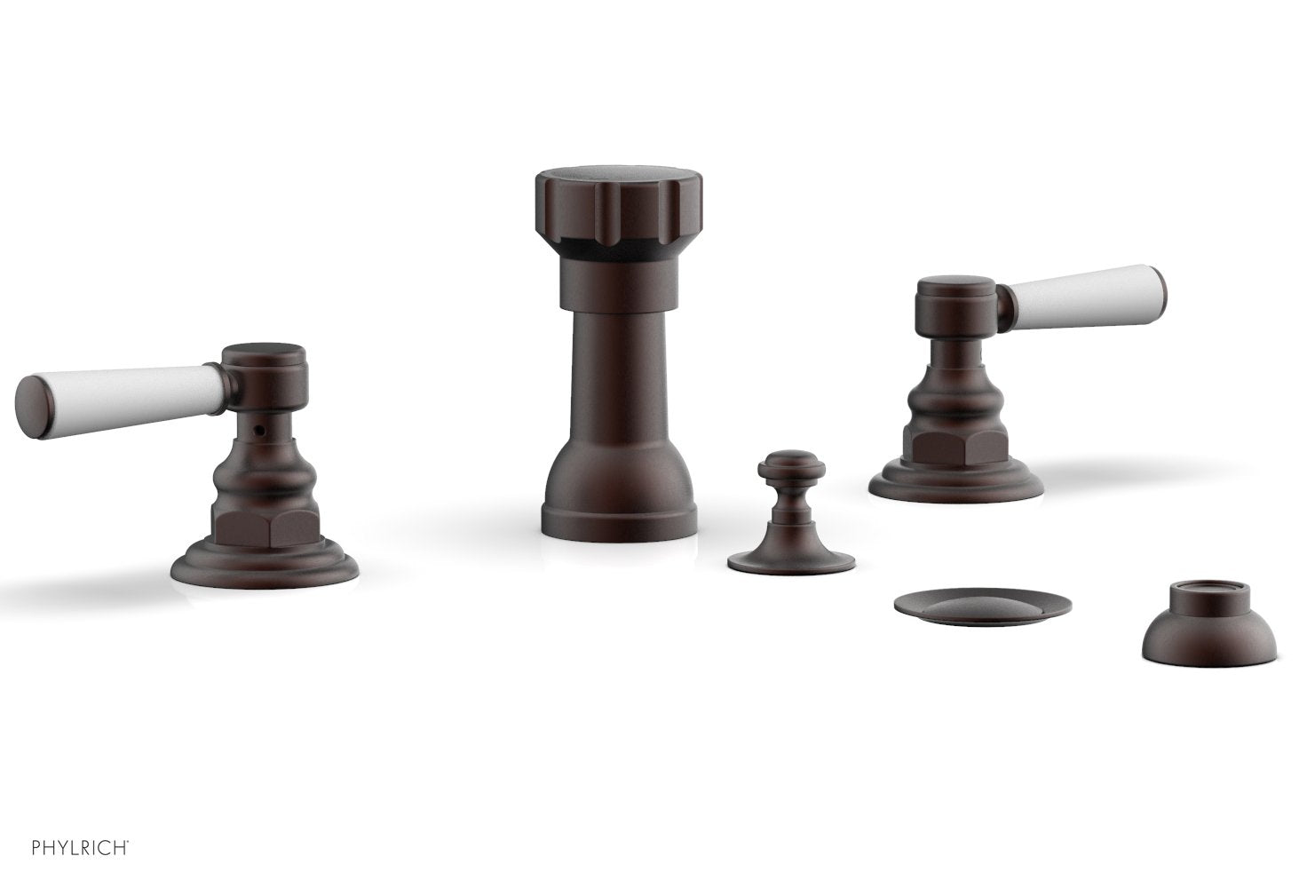 HENRI Four Hole Bidet Set - Satin White Lever Handles 161-61