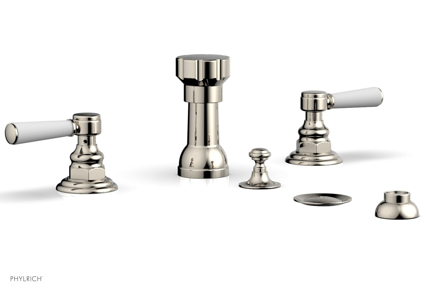 HENRI Four Hole Bidet Set - Satin White Lever Handles 161-61