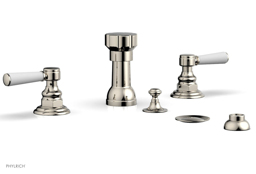 HENRI Four Hole Bidet Set - Satin White Lever Handles 161-61